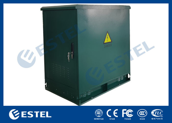 19' Rack Outdoor Telecom Cabinet Warna Hijau Dengan 500W AC dan Fan