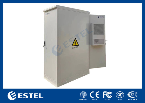 Kabinet Telekomunikasi Luar Ruang Berpintu Dua 42U Galvanized Steel Terintegrasi Dengan AC DC 2000W