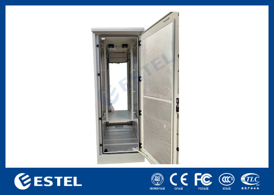 Kabinet Telekomunikasi Luar Ruang Berpintu Dua 42U Galvanized Steel Terintegrasi Dengan AC DC 2000W