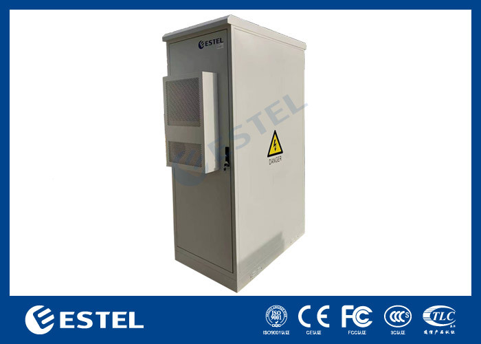 Kabinet Telekomunikasi Luar Ruang Berpintu Dua 42U Galvanized Steel Terintegrasi Dengan AC DC 2000W